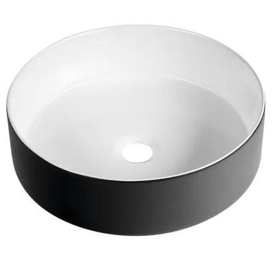 SAPHO FIASTRA keramické umyvadlo na desku, Ø 40cm, bílá/černá mat