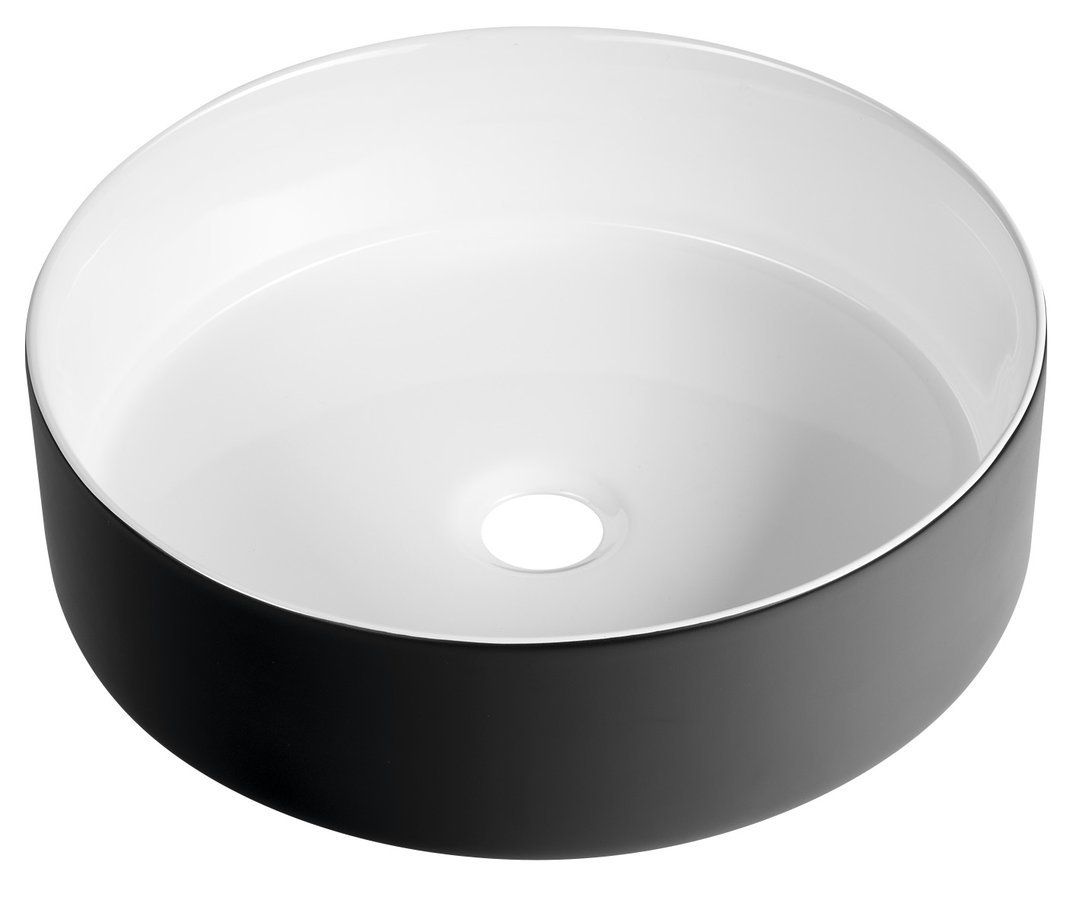 Sapho fiastra keramické umyvadlo na desku, ø 40cm, černá mat