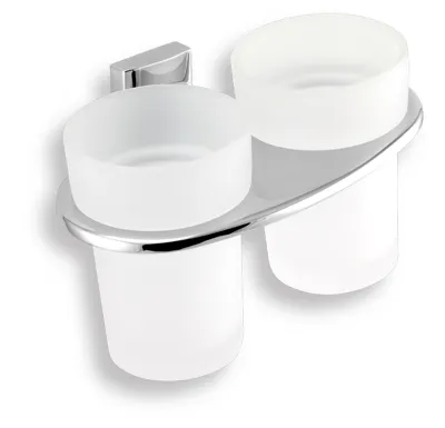 NOVASERVIS Dvojitý držák kartáčků a pasty sklo Metalia 12 chrom - 0257,0