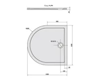 POLYSAN ISA 100 sprchová vanička z litého mramoru, půlkruh 100x100cm, bílá (4)