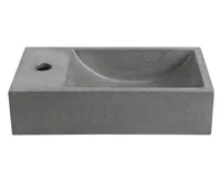 SAPHO CREST L betonové umývátko, nástěnné, včetně výpusti, 40x22cm, černý granit (5)