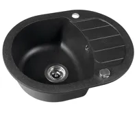 SAPHO Granitový vestavný dřez s odkapem, 61x46,5cm, černá (4)