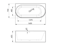 POLYSAN ASTRA DR MONOLITH nástěnná stojící vana 160x75x60cm, bílá/černá (5)