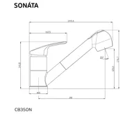 Dřezová stojánková baterie, Sonáta, s výsuvnou sprchou, chrom (1)