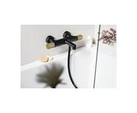 SAPHO SOLARIS nástěnná vanová termostatická baterie, černá/zlato mat (1)