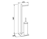 GEDY ARTU stojan s držákem na toaletní papír a WC štětkou, hranatý, černá mat (4)