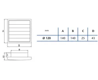 CATA Venkovní mřížka k ventilátoru B-12 s žaluziemi CATA Venkovní mřížka k ventilátoru B-12 s žaluziemi