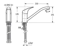 JIKA TALAS Dřezová stojánková baterie s otočným ramínkem 210 mm, chrom (1)