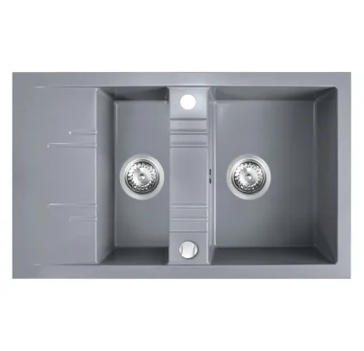 NOVASERVIS Granitový dřez s vaničkou a odkapem,s přepadem z dřezu,šedá - DRGM3/48/79GA