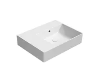 GSI KUBE X keramické umyvadlo 60x47cm, s odkládací plochou vlevo, bez otvoru, bílá ExtraGlaze