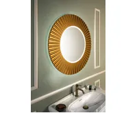 SAPHO PRIDE STRIP kulaté zrcadlo s LED osvětlením v rámu ø 90cm, bronz (6)