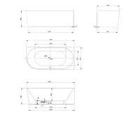 AQUALINE TIBERA R rohová stojící vana, 170x80cm, bílá (9)