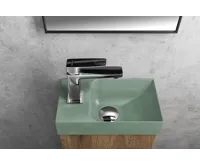 SAPHO PICCOLINO betonové umývátko 30,8x17cm, baterie vlevo, zelená mat (7)