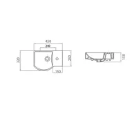 SAPHO LITOS keramické umývátko rohové, 45x32cm, baterie vpravo, bílá (5)