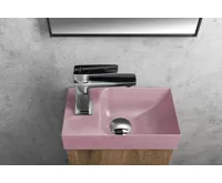 SAPHO PICCOLINO betonové umývátko 30,8x17cm, baterie vlevo, růžová mat (4)