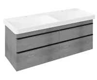 SAPHO SITIA dvojumyvadlová skříňka 116x50x44,2cm, 4xzásuvka, dub stříbrný