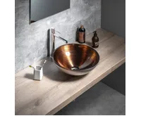 SAPHO MURANO WENGE skleněné umyvadlo na desku, průměr 40cm, měděná/stříbrná (3)