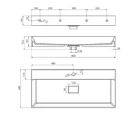 SAPHO GODIVA umyvadlo, litý mramor, 96x44cm, bílá (10)