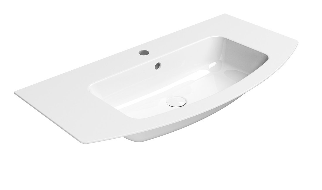 Gsi pura keramické umyvadlo slim oblé 102x52cm, broušená spodní hrana, bílá extraglaze