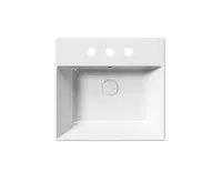 GSI KUBE X keramické umyvadlo 50x47cm, broušená spodní hrana, 3 otvory, bílá ExtraGlaze (1)