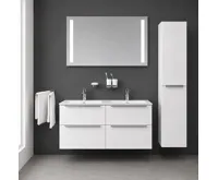 Mailo, koupelnová skříňka s keramickým umyvadlem, bílá, 4 zásuvky, 1210x700x480 mm (1)