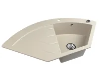 SAPHO Granitový vestavný dřez rohový s odkapem, 114x57,5cm, béžová (4)