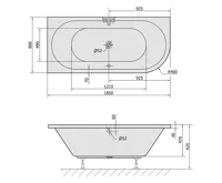POLYSAN VIVA L asymetrická vana 185x80x47cm, bílá (6)