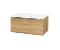 Mailo, koupelnová skříňka s keramickým umyvadlem, dub, 1 zásuvka, 810x470x480 mm Mailo, koupelnová skříňka s keramickým umyvadlem, dub, 1 zásuvka, 810x470x480 mm