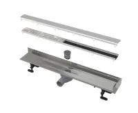 ALCAPLAST Podlahový žlab s okrajem pro oboustranný rošt a s pevným límcem ke stěně APZ23-DOUBLE9-750