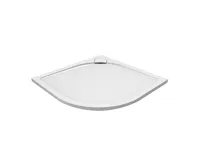 Čtvrtkruhová sprchová vanička s oblým krytem sif., 90x90x3 cm, vč. sif., bez nožiček, litý mramor Čtvrtkruhová sprchová vanička s oblým krytem sif., 90x90x3 cm, vč. sif., bez nožiček, litý mramor