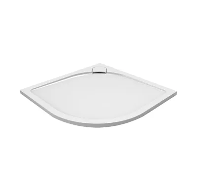 Čtvrtkruhová sprchová vanička s oblým krytem sif., 90x90x3 cm, vč. sif., bez nožiček, litý mramor