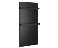 SAPHO ENIS koupelnový sálavý topný panel 600W, 590x1200 mm, držáky ručníků, IP44, černá mat
