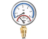 Termomanometr 80mm, 0-6 bar, 0-120°C, radiál, spodní vývod 1/2&quot;