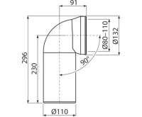 ALCAPLAST Dopojení k volně stojícímu WC, koleno 90°, DN 110, délka 230 mm, PP, bílé A90-90A (1)