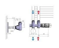 SAPHO TWIN COMBI připojovací sada ventilů termostatická pro středové připojení, pravá, nerez mat (2)