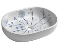 SAPHO PRIORI keramické umyvadlo na desku, 60x40cm, bílá s modrým vzorem SAPHO PRIORI keramické umyvadlo na desku, 60x40cm, bílá s modrým vzorem