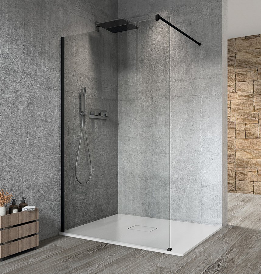 GELCO VARIO BLACK jednodílná sprchová zástěna k instalaci ke stěně, čiré sklo, 1300 mm