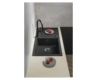SAPHO Granitový vestavný dřez s odkapem, 97x50cm, černá (1)