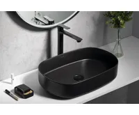 ISVEA INFINITY OVAL keramické umyvadlo na desku, 55x36cm, černá mat (6)