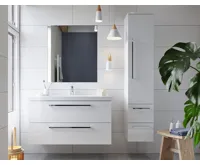 Koupelnová skříňka s dvouumyvadlem z litého maramoru, 120cm,  bílá/bílá (14)