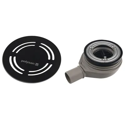 POLYSAN FLEXIA vaničkový sifon, průměr 90mm, DN40, kruhová krytka černá
