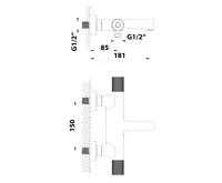 SAPHO SOLARIS nástěnná vanová termostatická baterie, černá/měď mat (2)