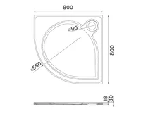 GELCO ARCA sprchová vanička z litého mramoru, čtvrtkruh 80x80cm, R550, bílá (6)