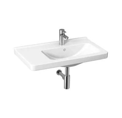 JIKA CUBITO Asymetrické umyvadlo 75 cm, otvor pro baterii uprostřed, levé, Bílá, 812421