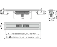 ALCAPLAST Sprchový liniový žlab nerezový, s okrajem, pro plný rošt, svislý odtok, délka 950 mm APZ1106-950 (1)