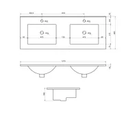 SAPHO SLIM keramické dvojumyvadlo, nábytkové, 120x46,5cm, bílá (7)