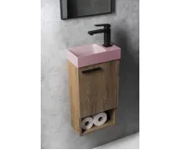 SAPHO PICCOLINO betonové umývátko 30,8x17cm, baterie vpravo, růžová mat (4)