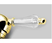 SAPHO KIRKÉ CRYSTAL stojánková bidetová baterie s výpustí, páčka krystal, zlato (3)