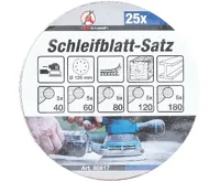 BGS Papíry brusné pro excentrickou brusku, O 125 mm, K 40 - 180, 25dílná (2)