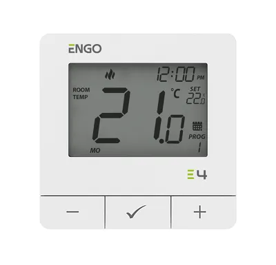 ENGO Controls Programovatelný termostat E4-W, teplo/chlad, 230V, bílý